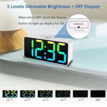 DreamSky Super Loud Alarm Clock for Heavy Sleepers - RGB Small Digital Clock for Kids Bedroom Bedside Nightstand, Electric Desk Clock with Large Numbers, Dimmer, Adjustable Volume, USB Port, Snooze