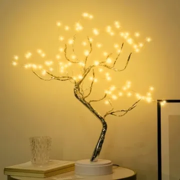 PXBNIUYA Room Decor, 20" 108 LED Tabletop Bonsai Tree Light, DIY Artificial Tree Lamp, Battery/USB Operated, Aesthetic Lamps for Living Room Bedroom Christmas Home Gifts House Decor (Warm White)
