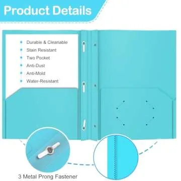 Heavy Duty Plastic Folders, 60 Pack - Assorted Colors with 3 Prong Fasteners