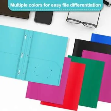 Heavy Duty Plastic Folder - Assorted Colors, 60 Pack