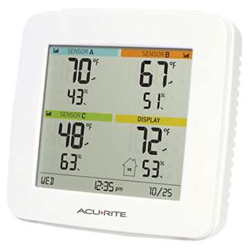 AcuRite 01094M Temperature & Humidity Station with 3 Indoor/Outdoor Sensors, White