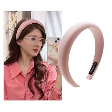 ZYALTFDC Women's Wide Pink Padded Satin Headband - Chunky Non-Slip Hair Accessory for Women and Girls