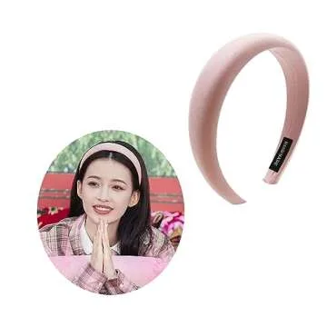ZYALTFDC Women's Wide Pink Padded Satin Headband - Chunky Non-Slip Hair Accessory for Women and Girls