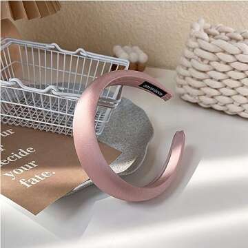 ZYALTFDC Women's Wide Pink Padded Satin Headband - Chunky Non-Slip Hair Accessory for Women and Girls