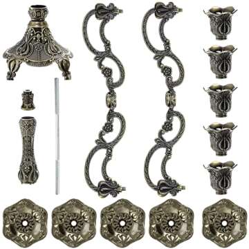 Peohud 5-Candle Metal Candelabra, 10 Inch Tall 5 Arms Candle Holder Stick for Taper Candles, Vintage Candelabra Candle Stand for Home Decor, Event, Wedding, Party