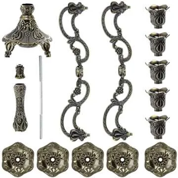 Peohud 5-Candle Metal Candelabra, 10 Inch Tall 5 Arms Candle Holder Stick for Taper Candles, Vintage Candelabra Candle Stand for Home Decor, Event, Wedding, Party