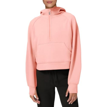 LASLULU Women's Cropped Fleece Zip Sweatshirt