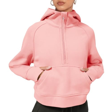 LASLULU Women's Cropped Fleece Zip Sweatshirt