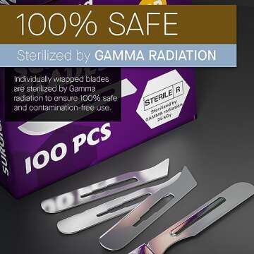 10r Blades Dermaplaning 0.7mm Extra Wide Pack of 100 Surgical Blades 10r, Size 10r Scalpel Blades, H...