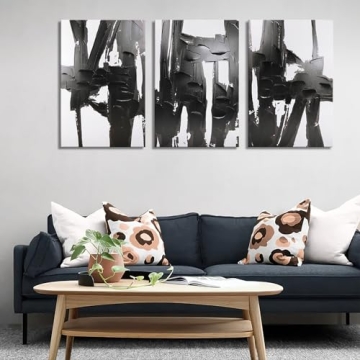 Stylish Black & White Abstract Canvas Wall Art