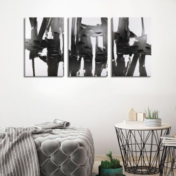 Stylish Black & White Abstract Canvas Wall Art