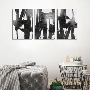 Stylish Black & White Abstract Canvas Wall Art