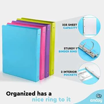 Colorful 1 Inch 3 Ring Binder for School & Office