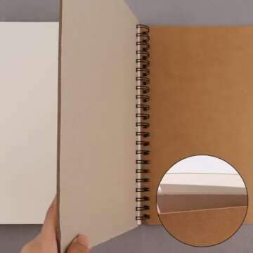 BGJRBY Spiral Sketch Book Large Notebook（Built-in drawing board） Kraft Cover Blank Sketch Pad Wirebound Sketching for Drawing Painting 8.6x11.4-Inch (2 Pack) 200 Pages, 100 Sheets