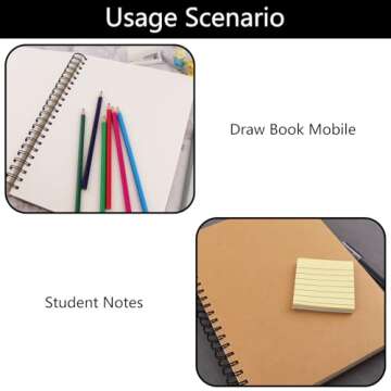 BGJRBY Spiral Sketch Book Large Notebook（Built-in drawing board） Kraft Cover Blank Sketch Pad Wirebound Sketching for Drawing Painting 8.6x11.4-Inch (2 Pack) 200 Pages, 100 Sheets