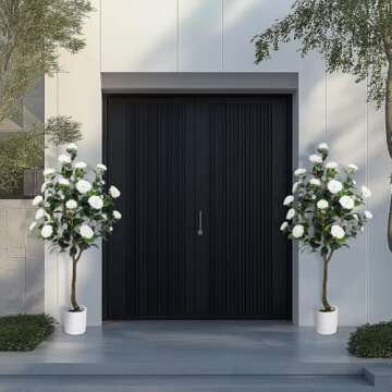 Artificial Camellia Tree 4FT – Nearly Natural Faux Plants Indoor, with Easy Assembly, Low Maintenance, Ideal for Both Indoor Decoration and Other Purposes，Perfect Porch Christmas Trees (White, 4 FT)