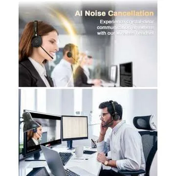 Rownfusny Bluetooth Wireless Headset with Mic - Noise Cancelling Comfort for Work