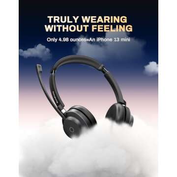 Rownfusny Bluetooth Wireless Headset - Noise Cancelling, Comfortable