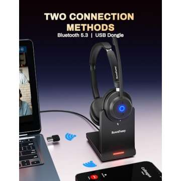 Rownfusny Bluetooth Wireless Headset - Noise Cancelling, Comfortable