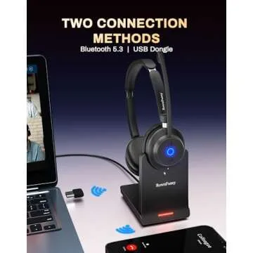 Rownfusny Bluetooth Wireless Headset - Noise Cancelling, Comfortable
