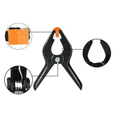 FUDESY 4.5 inch Spring Clamps, Heavy Duty Backdrop Clips for Photography Studio, Plastic Strong Clamps for Crafts, Woodworking DIY, 10-Pack