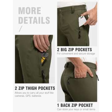 TBMPOY Men's Lightweight Hiking Pants Quick Dry Hiking Mountain Fishing Cargo Outdoor Pants Thin ArmyGreen M