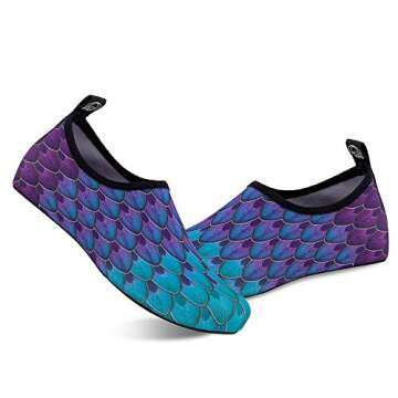 WateLves Womens and Mens Kids Water Shoes Barefoot Quick-Dry Aqua Socks for Beach Swim Surf Yoga Exercise (Blue/Green, 28/29)