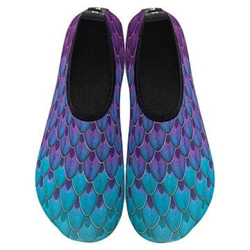 WateLves Womens and Mens Kids Water Shoes Barefoot Quick-Dry Aqua Socks for Beach Swim Surf Yoga Exercise (Blue/Green, 28/29)