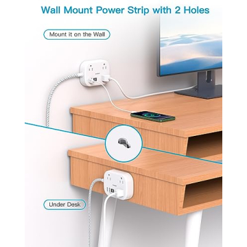 Travel Power Strip with USB C Ports and Outlets
