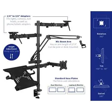 VIVO All-in-One Studio Desk Mount for Creators and Gamers