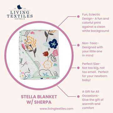 Lolli Living Sherpa Soft Baby Blanket - Stella Print PREMIUM HIGH QUALITY Cute Cozy Fabric for BEST COMFORT | Infant,Toddler,Newborn,Nursery,Boy,Girl,Unisex,Throw,Crib,Stroller,Bedding,Gift | 40x30 In, Multi (203200)