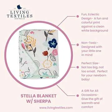 Lolli Living Sherpa Soft Baby Blanket - Stella Print PREMIUM HIGH QUALITY Cute Cozy Fabric for BEST COMFORT | Infant,Toddler,Newborn,Nursery,Boy,Girl,Unisex,Throw,Crib,Stroller,Bedding,Gift | 40x30 In, Multi (203200)