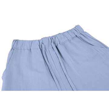 loveimgs Women's Casual Wide Leg Elastic Waist Loose Lightweight Summer Linen Beach Pants Drawstring...