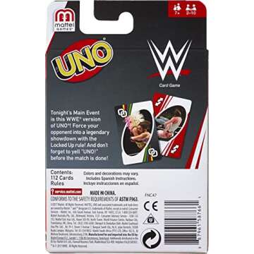 Mattel Games UNO Card Game, Matching WWE Superstars, for 2 to 10 Players Ages 7 Years and Older