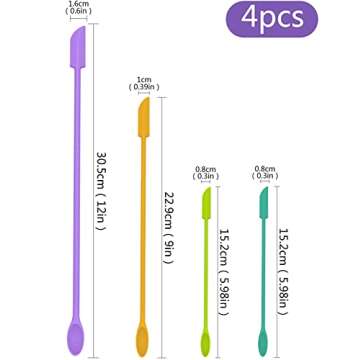 Mini Spatula Silicone Spatula Set - 4pcs Small Makeup Scrapers for Cosmetics, Reusable Beauty Tiny T...