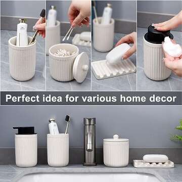 BosilunLife Beige Ceramic Bathroom Accessories Set