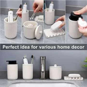 BosilunLife Beige Ceramic Bathroom Accessories Set