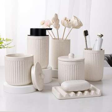 BosilunLife Beige Ceramic Bathroom Accessories Set