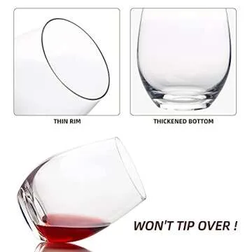 HAKEEMI Crystal Stemless Wine Glasses Set of 12 Durability