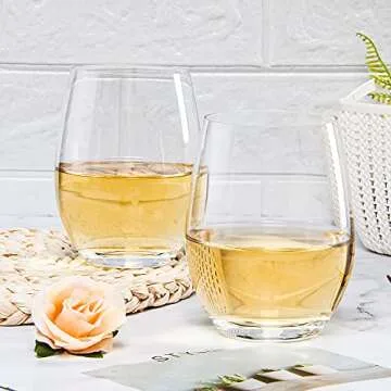 HAKEEMI Crystal Stemless Wine Glasses Set of 12 Durability