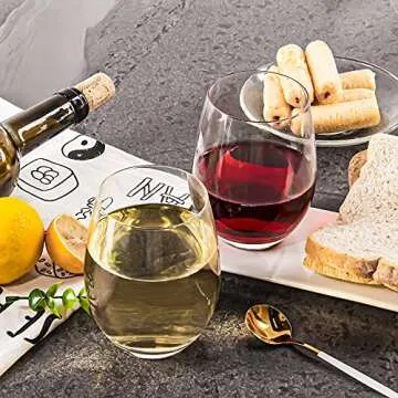 HAKEEMI Crystal Stemless Wine Glasses Set of 12 Durability