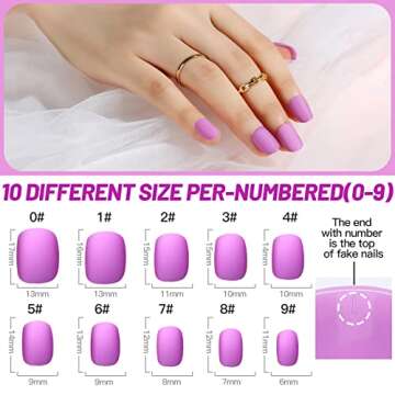 288pcs Short Press On Nails, Teenitor Matte Acrylic False Nails With Glue, 12 Color Glue On Nails Fo...