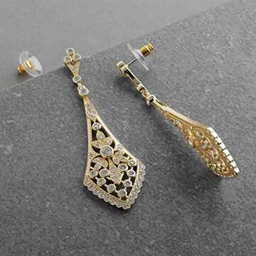 Mariell Gold Bridal Earrings Dangle - Elegant & Glamorous