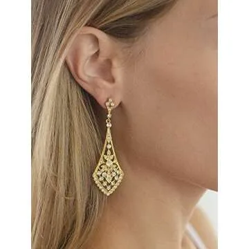 Mariell Gold Bridal Earrings Dangle - Elegant & Glamorous