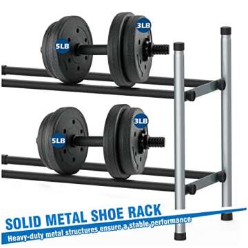 HEDOMII 2-Tier Expandable Shoe Rack, Stackable and Adjustable Shoes Organizer Storage Shelf, Sturdy and Durable Metal Structure Free Standing Shoe Rack for Closet Entryway Doorway