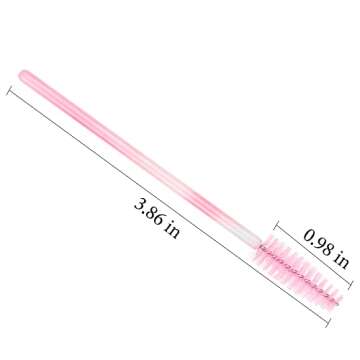 300 Pack Mascara Wands Disposable Eyelash Brush for Extensions Lash Applicators Tool Kit, Pink