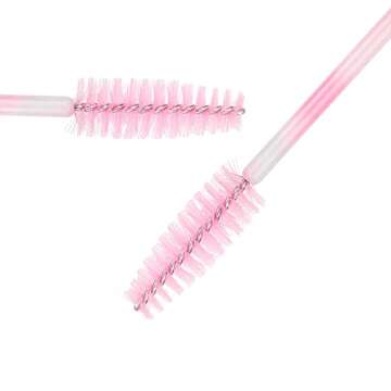300 Pack Mascara Wands Disposable Eyelash Brush for Extensions Lash Applicators Tool Kit, Pink