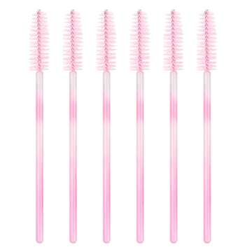 300 Pack Mascara Wands Disposable Eyelash Brush for Extensions Lash Applicators Tool Kit, Pink