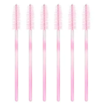300 Pack Mascara Wands Disposable Eyelash Brush for Extensions Lash Applicators Tool Kit, Pink
