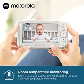 Motorola VM75 Indoor Video Baby Monitor with Camera - 480x272p, 1000ft Range 2.4 GHz Wireless 5" Screen, 2-Way Audio, Remote Pan, Digital Tilt, Zoom, Room Temperature Sensor, Lullabies, Night Vision